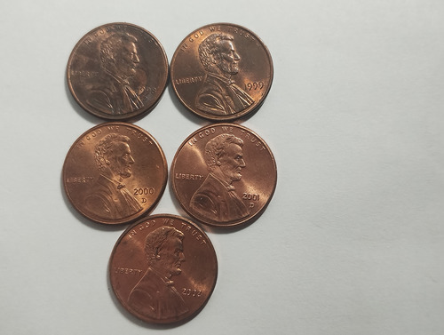 Kit Com 5 Moedas One Cent 1998 Á 2002 Eua Mbc (Usado)