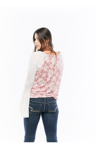 Blusa Rosada Flores Manga Gastada Acampanada Saints Clothes