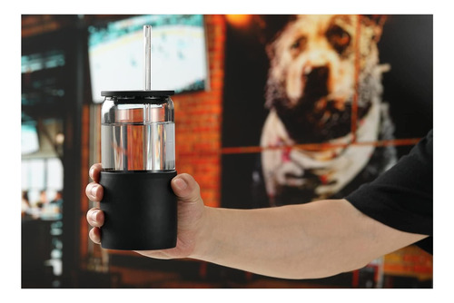 Sunseeke Glass Tumbler Con Paja Y Tapa, Copa De Café De De