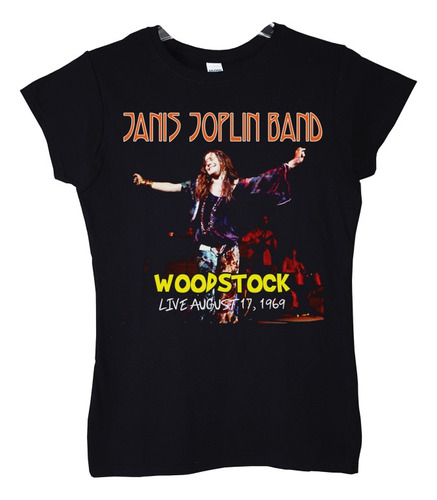 Polera Mujer Janis Joplin Band Live In Woodstock Rock Abomin