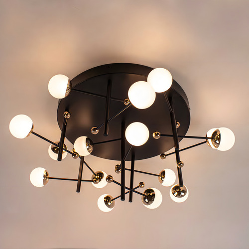 Plafon Fuxico Led 45w 60cm Bella Iluminação Ju005 St2194 Cor Dourado