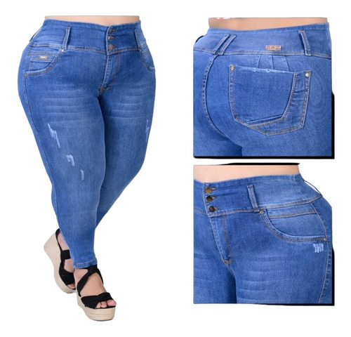 Jeans Para Damas Talla Plus Strech Moda Colombiana