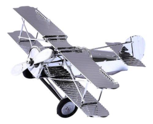 Metal Modelo De Avião Ferro Aeronave Biplano L Prata