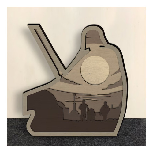 Cuadro Decorativo Star Wars Dark Vader Silueta Madera Pequeñ