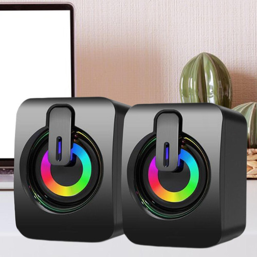 2pcs Mini Alto-falante Estéreo Usb Com Luz, Plug And Play