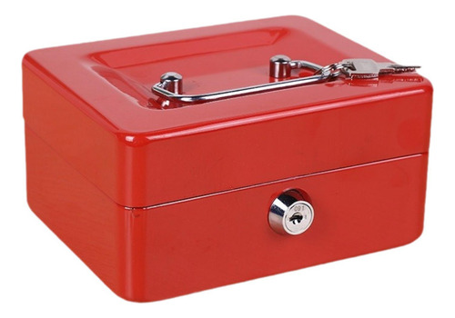 Caja De Almacenamiento De Efectivo De Metal Con Bloqueo Rojo