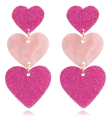 Arete De Corazón Rosa Arete De Corazón Para Mujeres Y Niñas