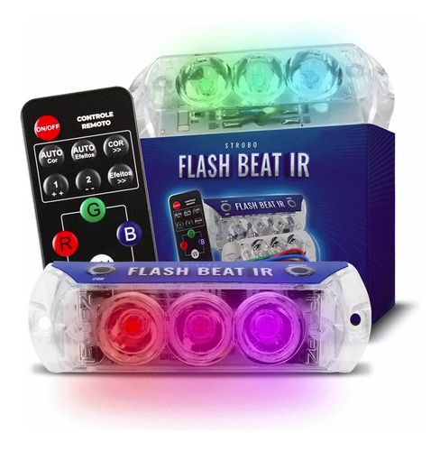 Kit Strobo Flash Beat Ir Zendel Controle Som Automotivo Rgb