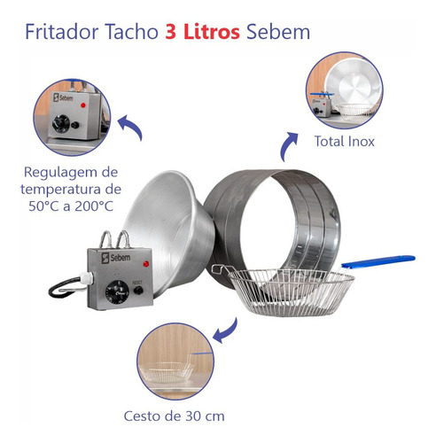 Tacho Fritadeira Para Fritura Elétrico 127/220v 3l Sebem