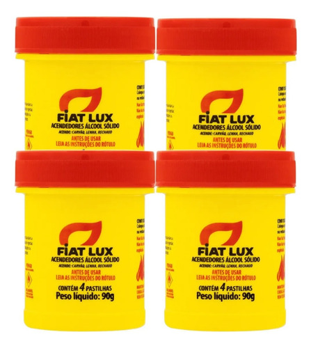 4 Acendedor Fiat Lux 16 Pastilhas Para Carvão E Lenha