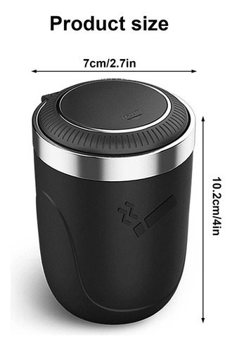 Cenicero Portátil De Acero Inoxidable Con Tapa Y Luz Led Azu