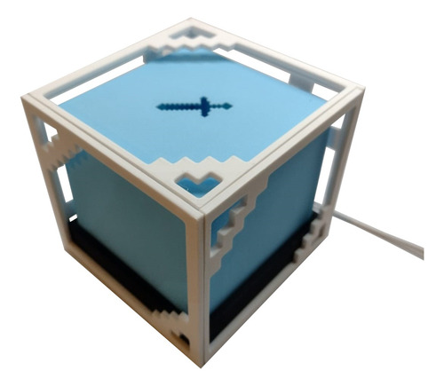 Lampara Faro De Minecraft - Velador Blanco Celeste