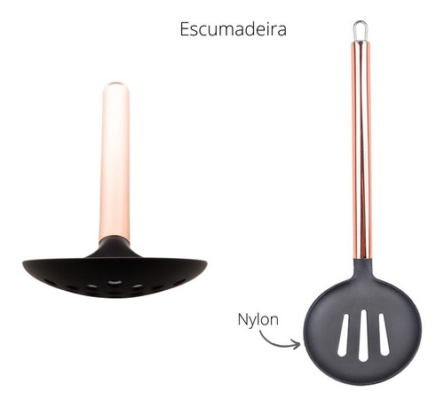 Imagem 3 de 5 de Kit 3 Utensílios Para Cozinha Colher Escumadeira Concha