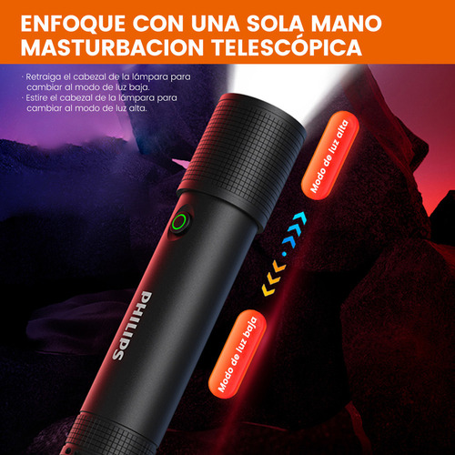 Xing Lanterna Tática Led Philips, Recarregável, À Prova