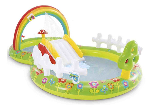 Alberca Piscina Centro Juegos Inflable Arcoiris Jardin Intex