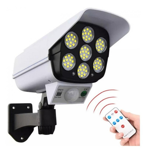 Camara Ip Falsa Reflector Solar Sensor Movimiento Control Color Blanca