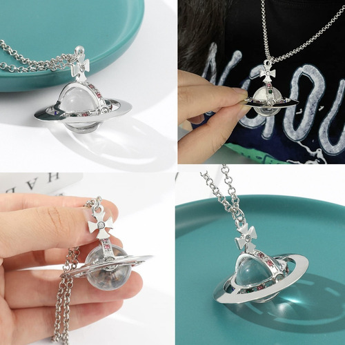 Collar With Colgante De Planeta Saturno Punk Heart