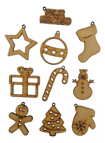 Pack 50 Figuras Decoración Navidad  Para Pintar Mdf 6cm 