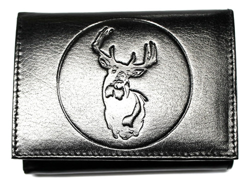 Cartera Trifold De Piel Con Grabado De Caza De Ciervo -...