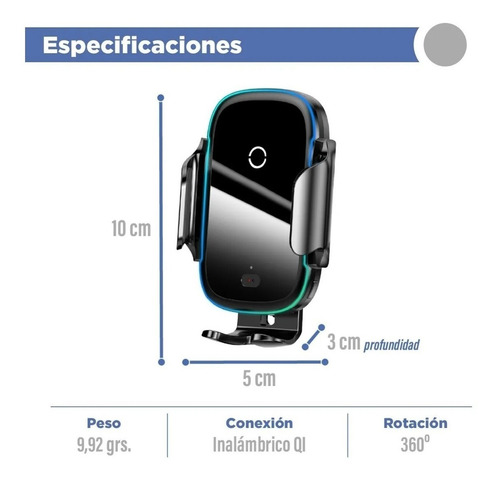 Imagen 3 de 10 de Soporte Celular Auto Sopapa Inalámbrico Electrico / Baseus