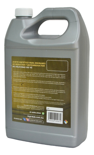Aceite Sintético Para Reductor De Velocidad Iso Vg 320 Galón