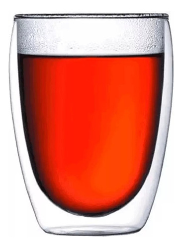 Kit 6 Copo Vidro Duplo 350ml Parede Dupla Cafe Chopp Suco Cor Transparente