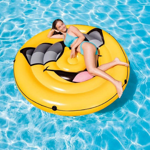 Boia Inflável Ilha Emoji Intex Colchão Piscina Pvc 173cm