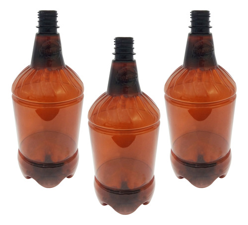 3 Frasco Plástico Âmbar Pet 1,5l Com Tampa Rosc Lacre Gr2