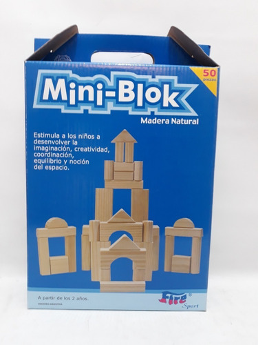 Mini Blok Madera Natural Juego De Bloques De Madera 50 Pieza