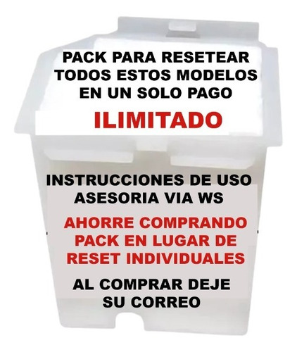 Reset Pack L1210 L1250, L3210 L3250 L5290 (14 Modelos X 1)