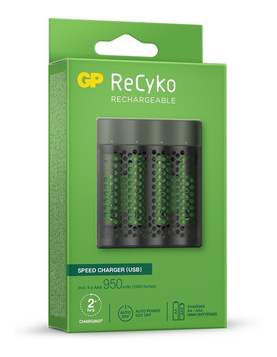 Imagem 3 de 6 de 01 Carregador + 04 Pilhas Aaa Palito Recarregável 950mah Gp