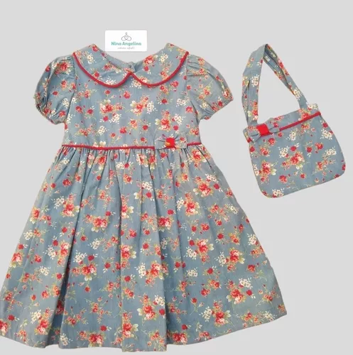 Vestido Infantil Rodado com Vestidinho de Boneca Desenho