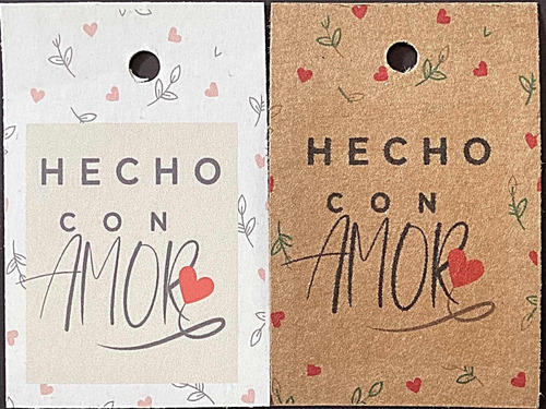 Etiquetas Hecho Con Amor En Kraft O Blanco Artesanales 100u