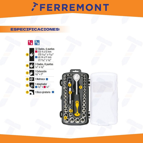 Juego De 39 Herramientas 1/4 Y 3/8 P/mecánico Pretul 23969