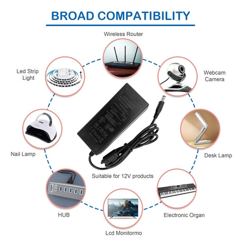 Adaptadores Alimentación Ac 100v-240v Convertidor Dc 12v 5a
