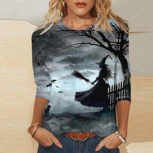 Camiseta Para Mujer, Moda De Halloween, Casual, Estampado En
