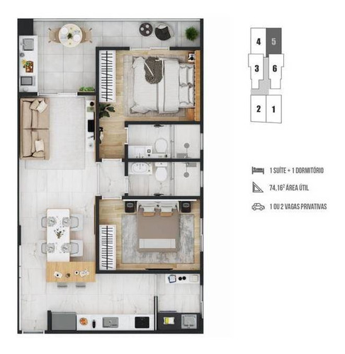 Imagem 9 de 25 de Apartamento, 2 Dorms Com 74.16 M² - Forte - Praia Grande - Ref.: Gmv72 - Gmv72