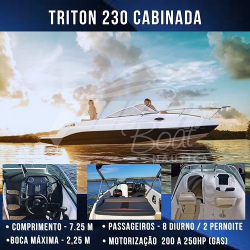 Imagem 1 de 13 de Lancha Triton 23 Pés Cabinada Completa - Ñ Focker24 Ventura