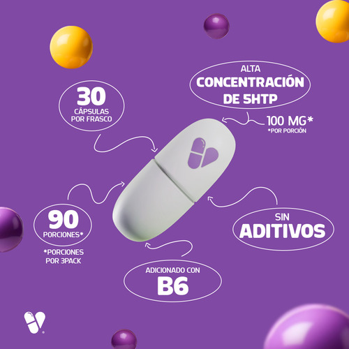 5-hidroxitriptófano + Vitamina B6 Vitamínik 3 Pack 90 Cap Sin Sabor