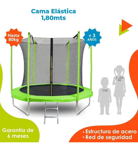 Imagen 2 de 8 de Cama Elastica Juego Plaza Red Reforzada 1,80 M Premium Dadaa