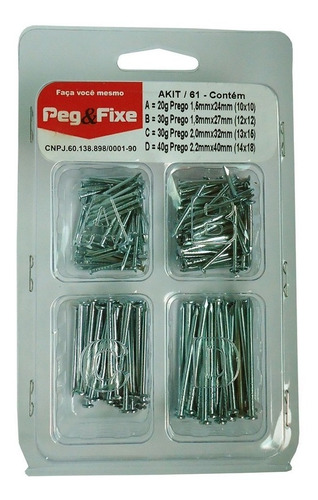 Kit Pregos Galvanizados Com 4 Medidas 120 Gramas