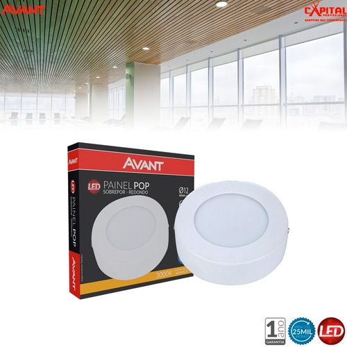 Imagem 2 de 6 de Painel Led Sobrepor Redondo 6w 12cm 3000k E 6500k Bivolt