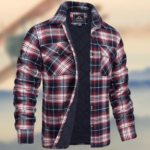 Chamarra A Cuadros Con Forro Polar Para Hombre