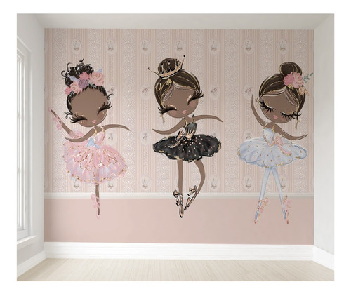 Papel De Parede Bailarina Infantil Adesivo Vr27b 12m²