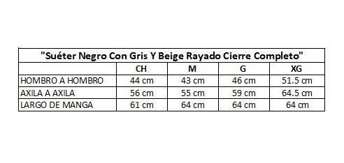 Imagen 5 de 5 de Suéter Negro Con Gris Y Beige Rayado Cierre Completo