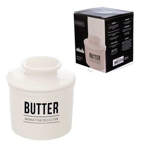 Manteigueira Francesa Cerâmica 240ml Porta Manteiga Manhatan