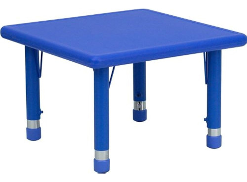 Flash Furniture Wren 24'' Square Blue Plastic Height Adjusta