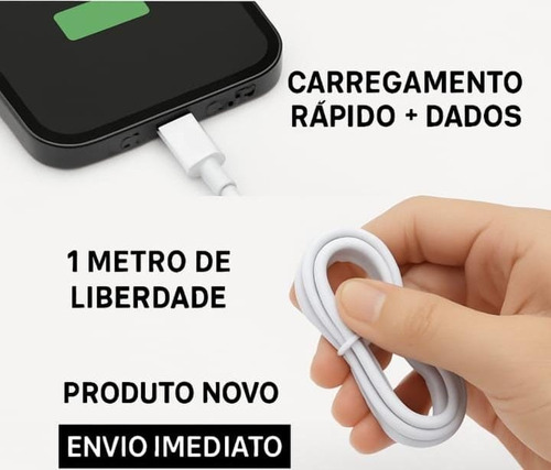 Cabo Usb iPhone Lightning Reforçado Carregamento Rápido 1m