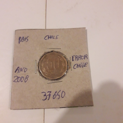 Monedas De Chile De 50 Pesos Año 2008 Error Chiie 