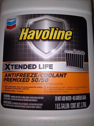 Refrigerante/antifreeze 50/50 Chevron-havoline 3,785 Lt. Usa Naranja